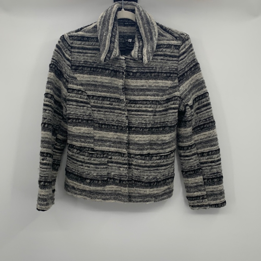 Art Rare Toggery Stripped Wool Gray & White Blazer Size M